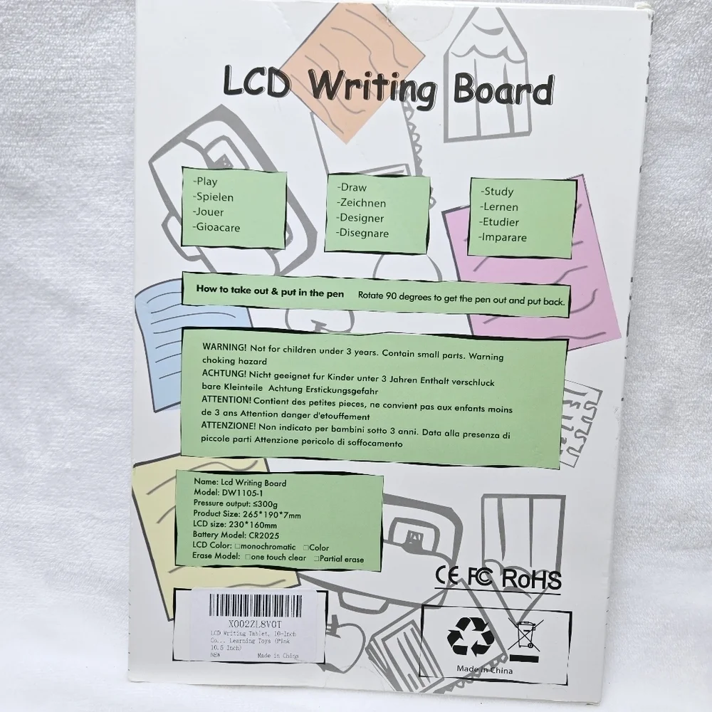 Writing Tablet Lcd Writing Board Drawing Pad 10 inch Pink